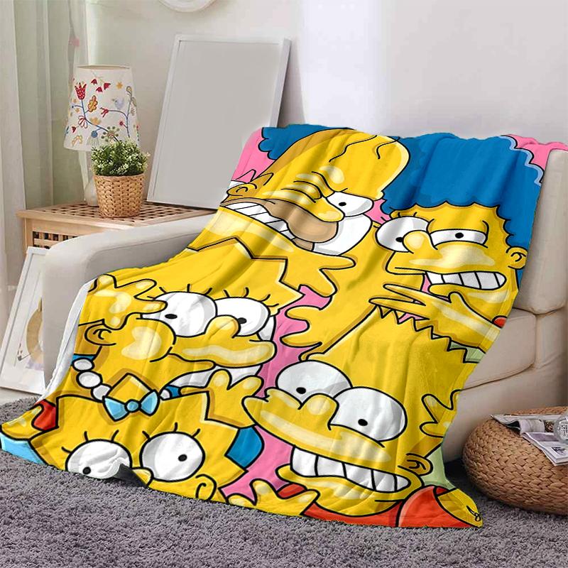 1Pc Simpsons Family Portrait Blanket Soft And Comfortable Casual Warm Camping Travel Christmas Halloween Gift M921910