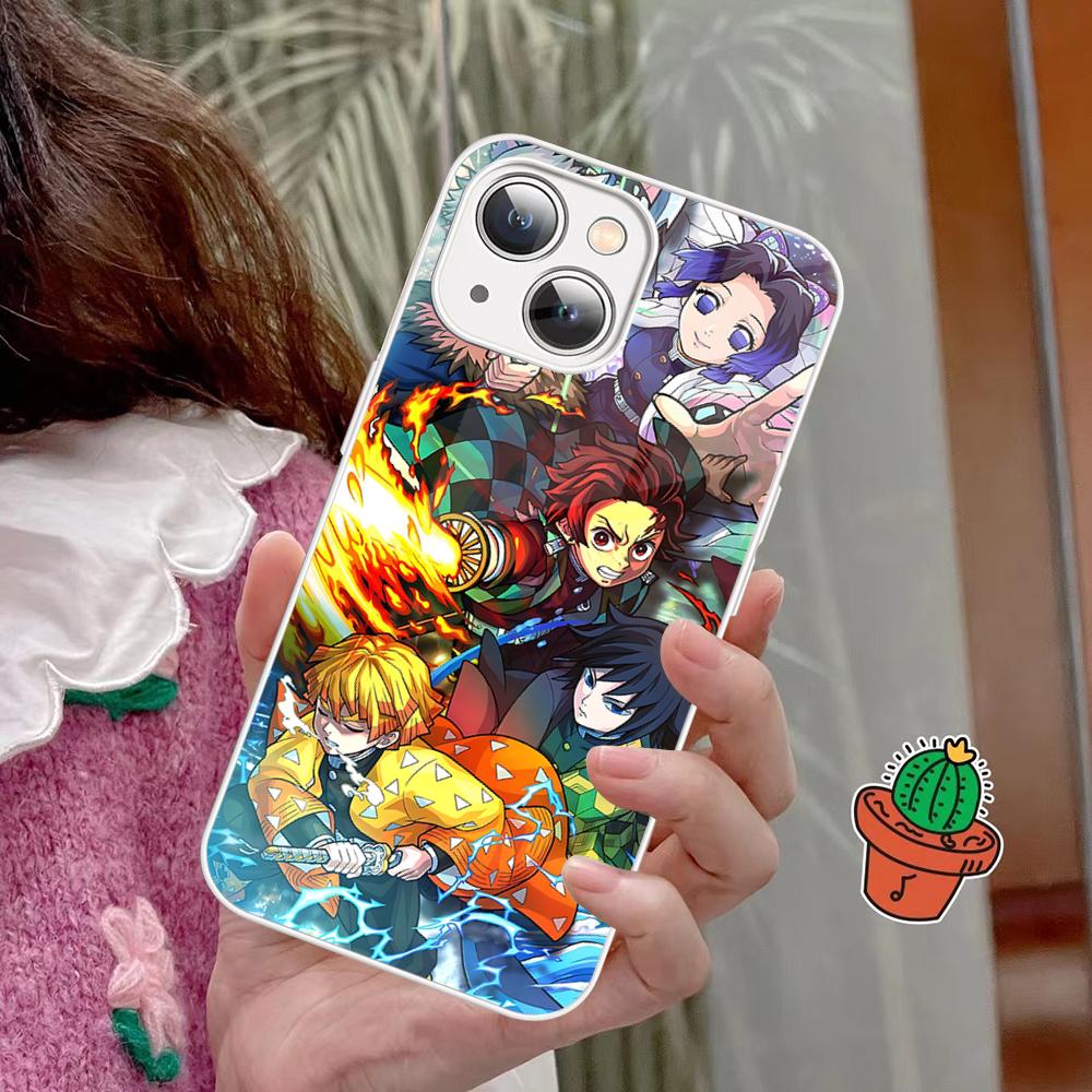 Demon Slayer Phone Case Tempered Glass For Iphone 14 13 12 11 Pro Mini XS MAX 14Plus X XS XR Fundas