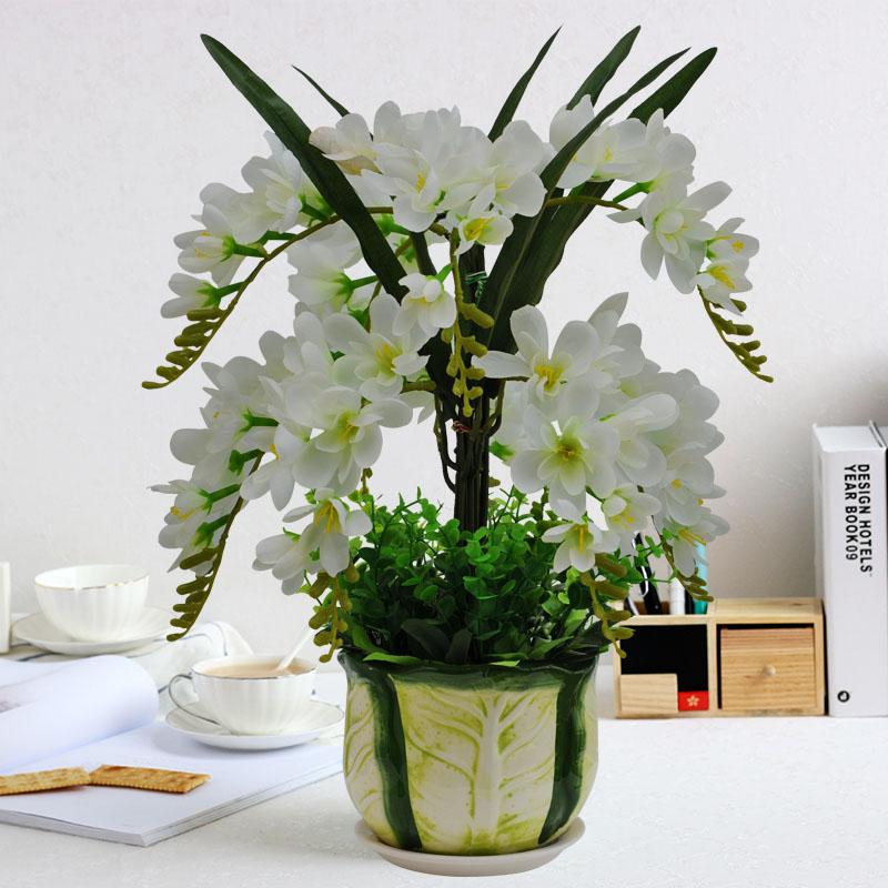Artificial flower Phalaenopsis Vase set Fake flower plastic Home living room decoration Indoor bonsai farmhouse decor christmas