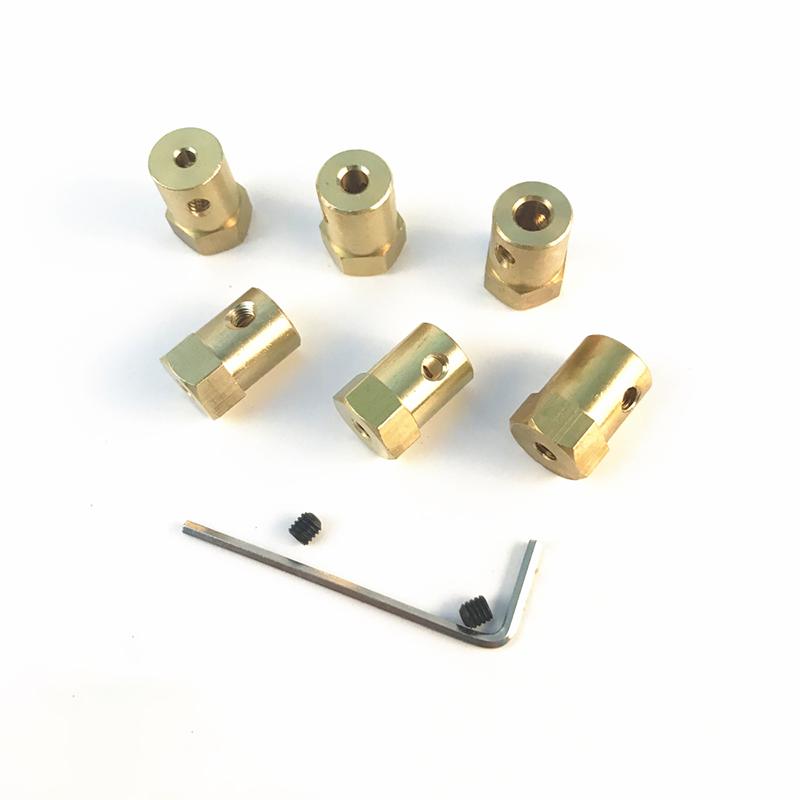 Brass Rigid Hexagonal Coupling 2/3/3.17/4/5/6/7/8mm Motor Drive Shaft Joint Wheel Hub Hex Adapter For RC Boat Car Airplane Parts