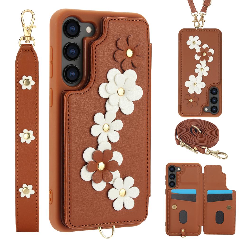 Kožená peněženka s poutkem na zápěstí, crossbody, pouzdro na telefon pro Samsung S25 S24 Plus S23 FE S22 Ultra A55 A54 A53 A35 A34 A15 A13