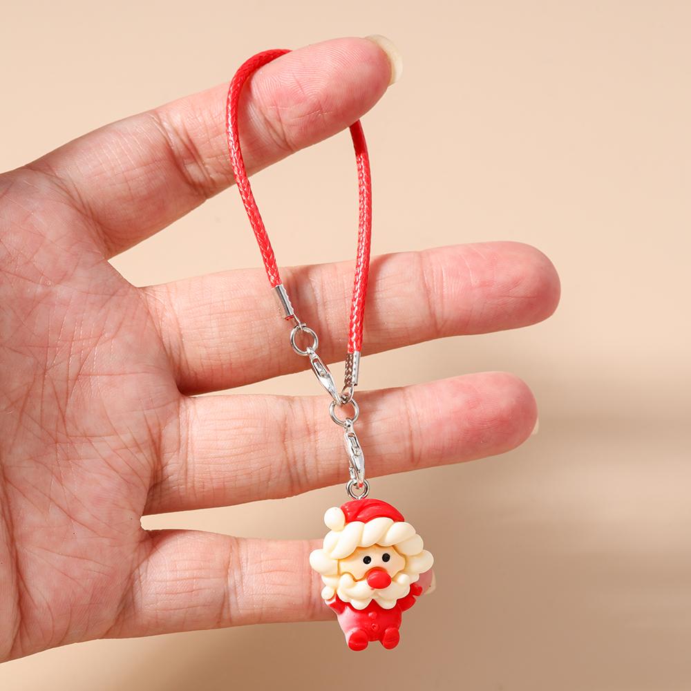 3pcs Cute Resin 3D Christmas Tree Snowman Phone Chain Women Girls Phone Strap DIY Keychain Pendants Mobile Lanyard Jewelry Gift