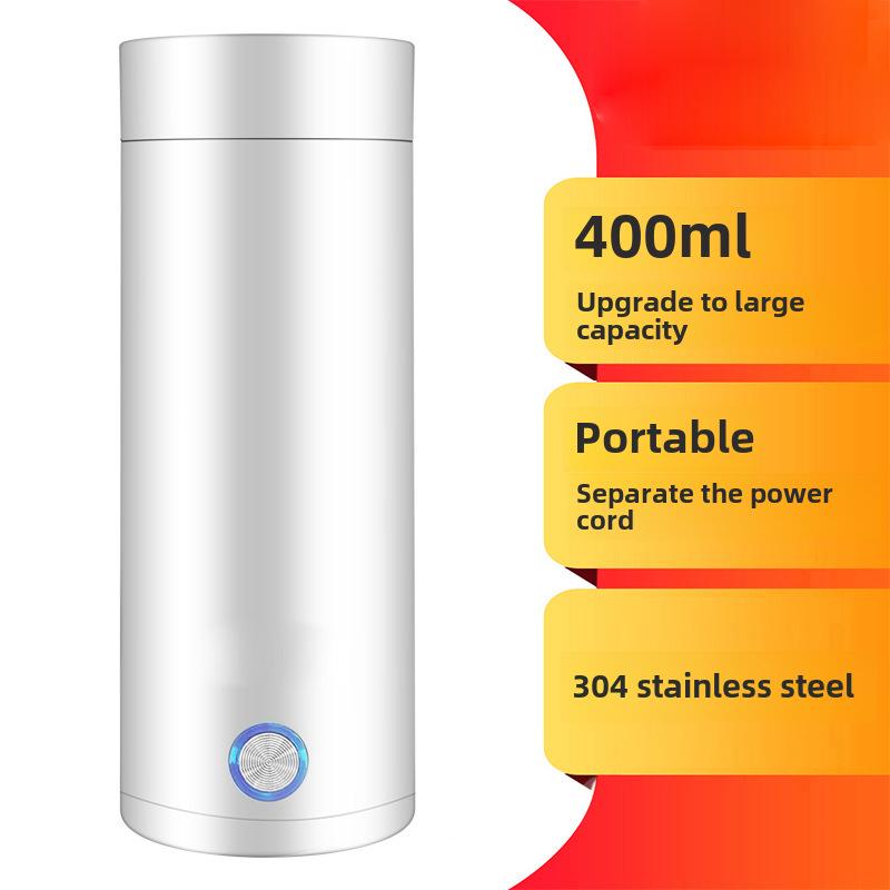 Compact Electric Travel Kettle - Portable Heated Water Cup and Insulated Health Pot