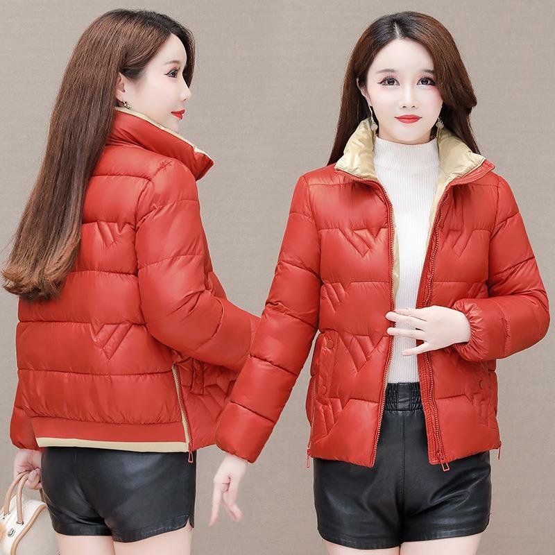 Women's new cotton-padded jacket thickened short cotton-padded clothing cold-proof stand-up collar mother clothing bread winter fashion coat