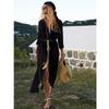 2021 Solid Cover-ups Sexy Deep Summer Beach Dress Lace Tunic Women Beachwear Swimsuit Cover Up Robe De Plage