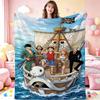 Luffy'S Straw Hat Pirates Pattern Flannel Blanket Soft Comfortable Throw Blanket For Camping Travel Home Decor Christmas Gift
