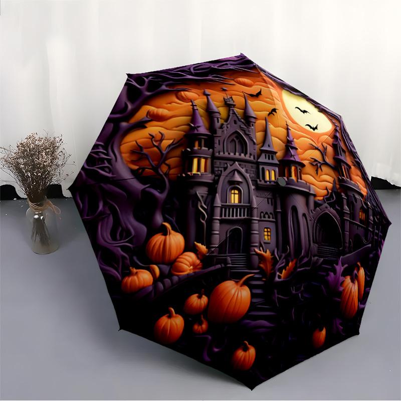 1pc Castle Moonlight Automatic Folding Umbrella, Sturdy And Durable Automatic Folding Umbrella with 8 Ribs, Convenient for Outdoor Use175