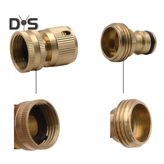 Adaptador de mangueira de jardim de bronze, conector rápido masculino e feminino, à prova de ferrugem, resistente à corrosão, conector de encaixe de mangueira