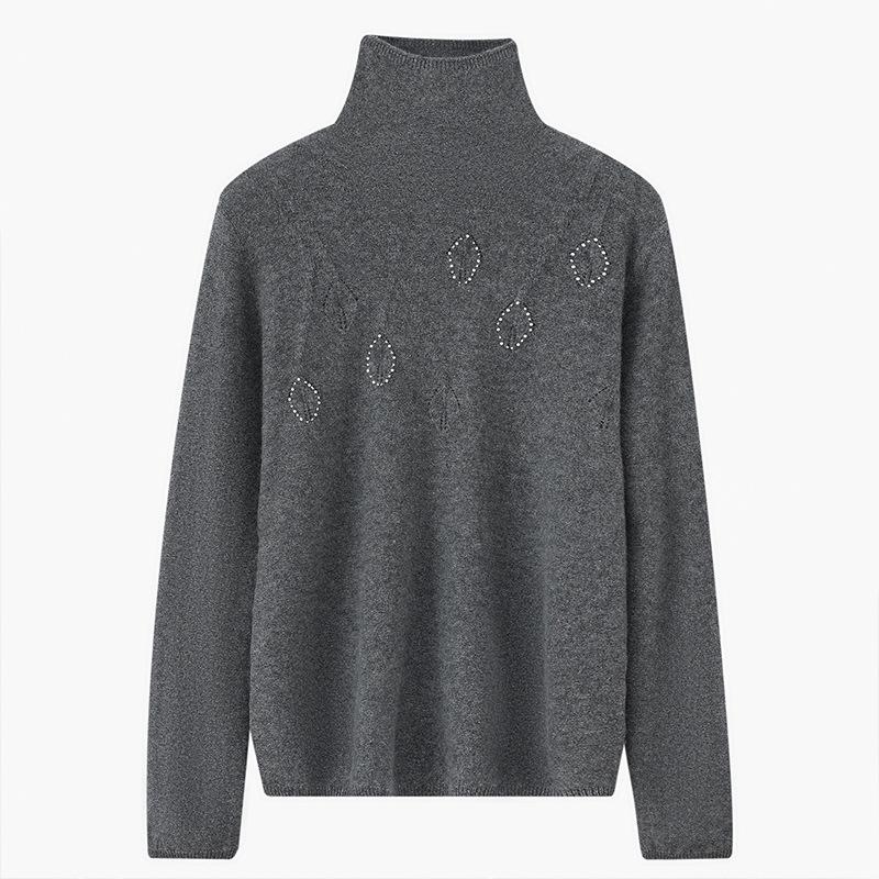 Lekasha Women's Cashmere High-Neck Pullover Sweater - Solid Color, Loose Fit for Autumn and Winter