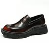 Ein-Pedal-Lederschuhe Herren Weiches Leder Business Casual Schuhe Plateau Britische Loafer