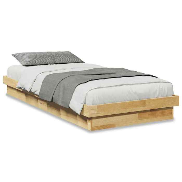 VidaXL Bed Frames Without Mattress 75x190 Cm Solid Oak Wood, Bedroom Furniture, Slatted Base, Wooden Bed, Bed, Bed 851973