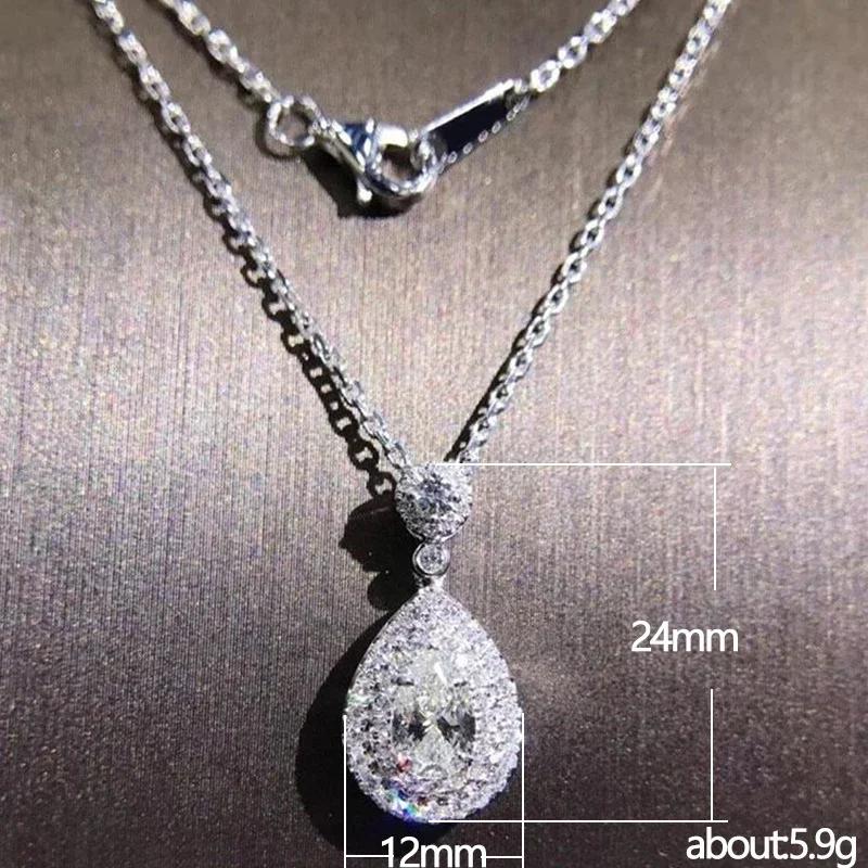 Elegant Women'S Droplet Pendant Necklace With Shiny Zircon Fashionable Luxury Jewelry Accessory For Any Occasion