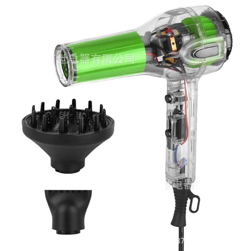 Transparent Hair Dryer And Cold Strong Wind Powerful Blower Professional Constant Temperature With 2 Nozzle 3 Gear