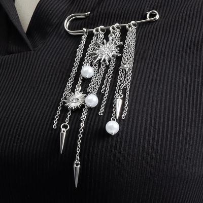 Metallkette Quaste Brosche Anstecknadel Punk Rock Multifunktionale Nadel Für Jacke Jeans Geänderte Hosen Saumkürzer Dekoration