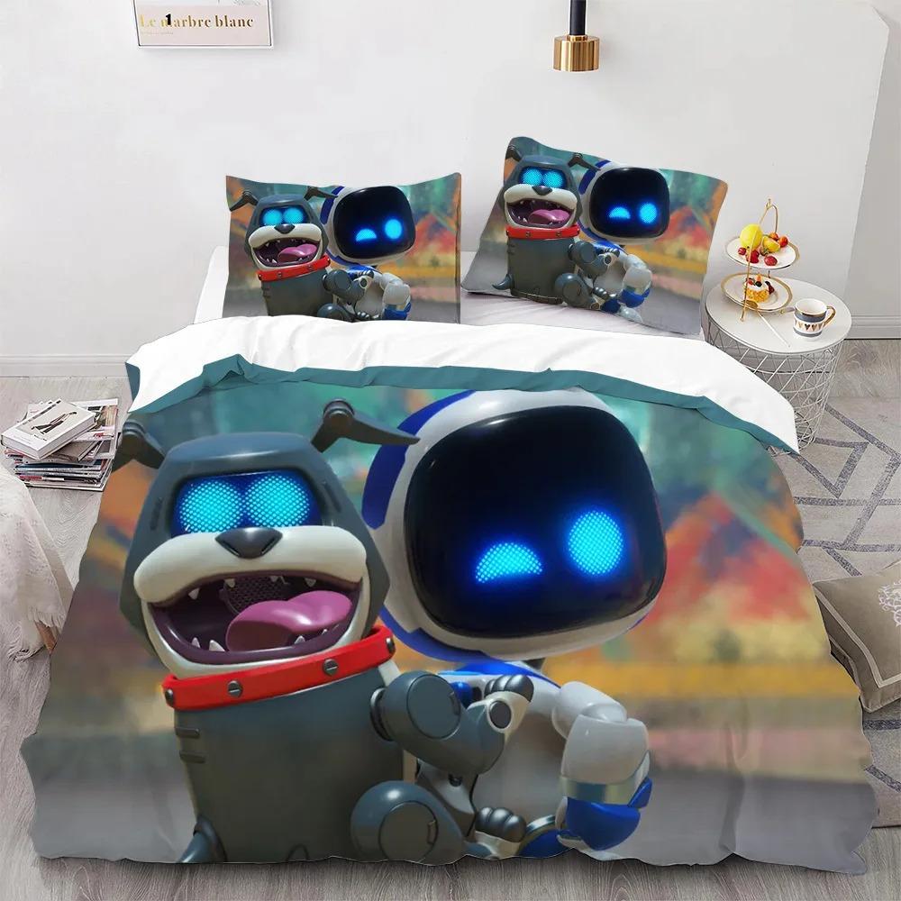 Astro Bot Cute Cartoon Bedding Set Duvet Set Single Double Bed King Size Bed Set Adult Boys Bedroom Duvet Cover Pillow Case