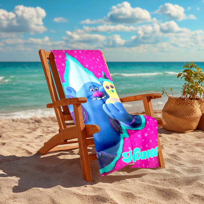 Personalized customized proof beach towel with Trolls pattern - soft, absorbent,quick-drying,perfect swimming,camping&bathing