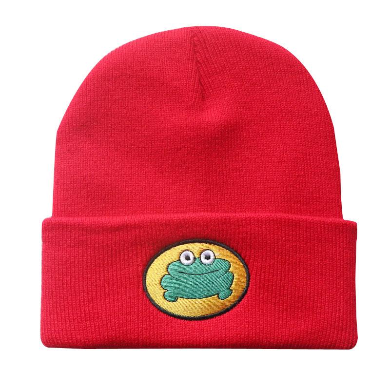 

Мультяшная лягушка вязаная шапка parappa the rapper Вязаная шапка, теплый пуловер-бини для мужчин и женщин, студенческая шапка Adjustable красный