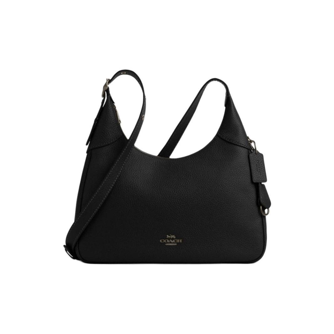 

Coach Ella 36 Logo Zip Closure Leather Underarm Shoulder Bag Large Women shoulder bag Black CCE47-QBBK Basic Set (Bag+Dust Bag)