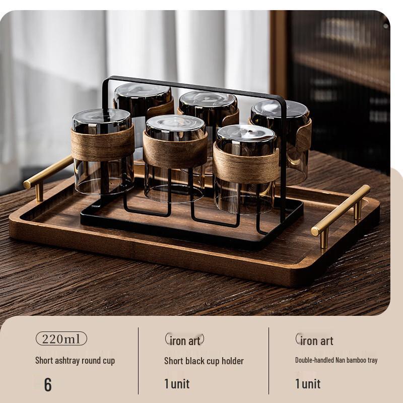 

Hampton 220ml High Borosilicate Glass Cup Set with Bamboo Tray & Rack