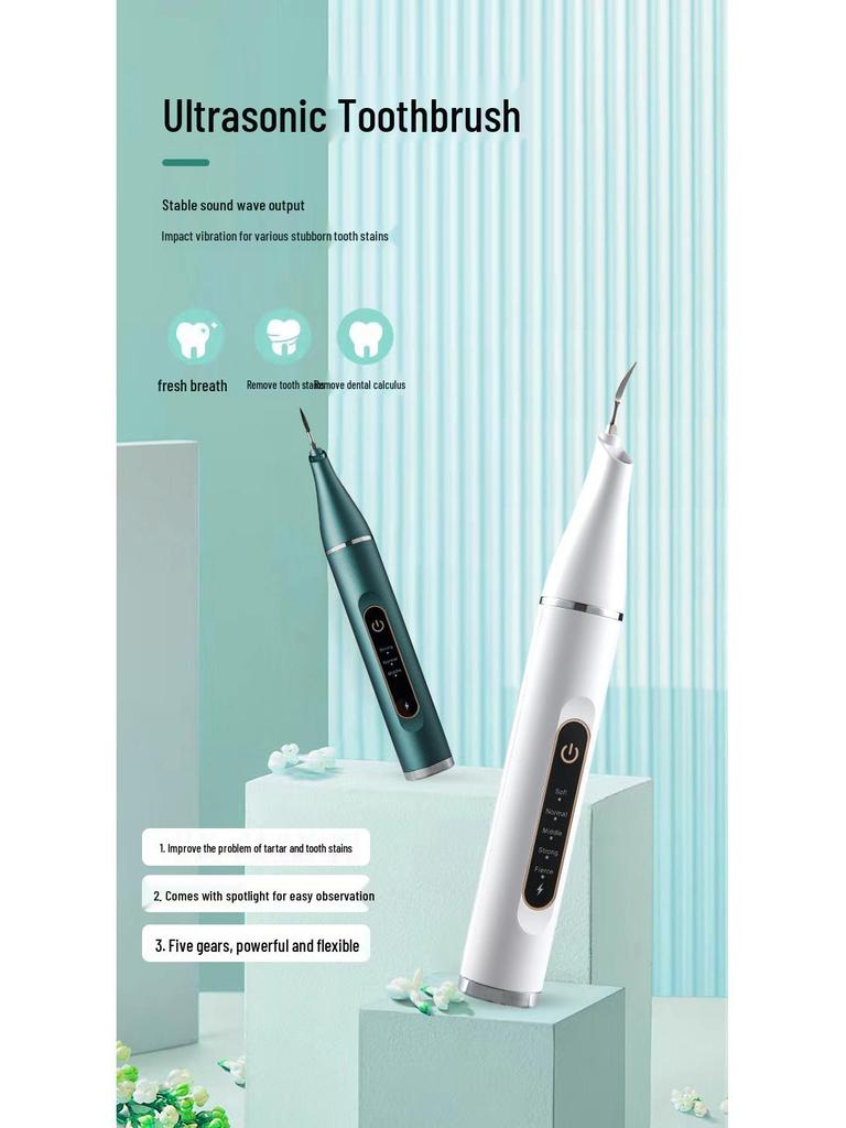 Portable Ultrasonic Tooth Cleaner - Tartar Removal & Whitening Device