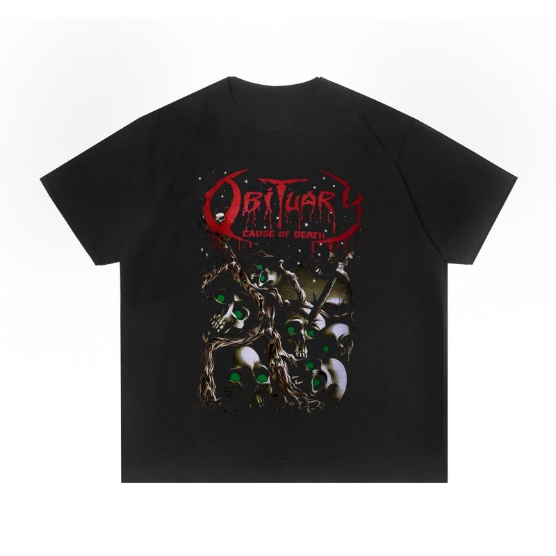 Death Metal Band OBITUARY Life and Death Book Rock Print Cotton Men's and Women's T-shirts High Quality Short Sleeve Men's Tee