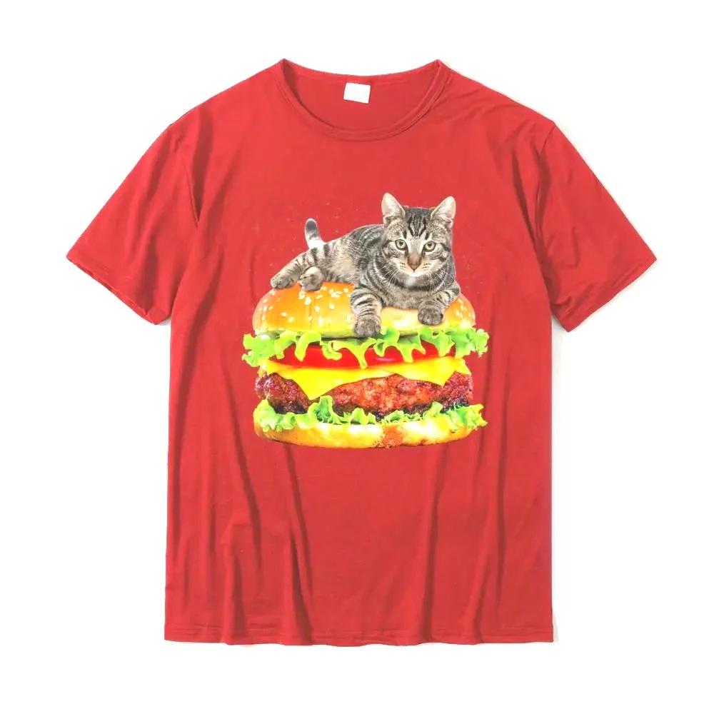 Hamburger Space Cat T-Shirt Funny Kitty Tee Women T Shirt Prevalent Women Top T-Shirts Fashionable T Shirts