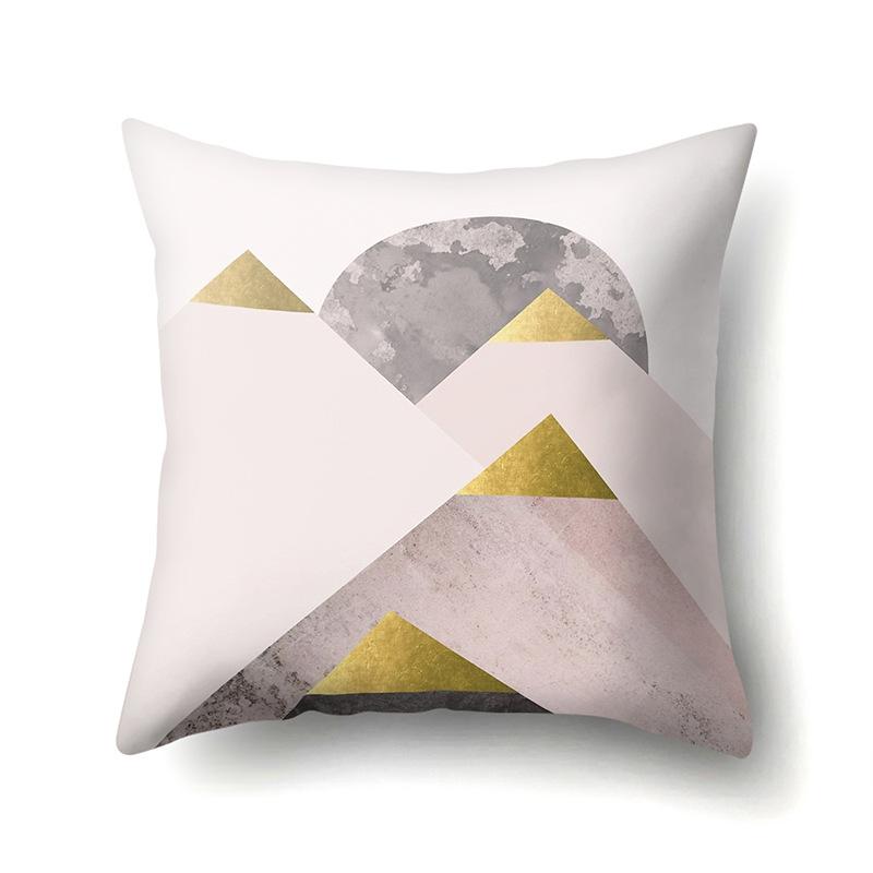Polyester Pillowcase Marble Nordic Ins Style Geometric Printed Peach Leather Velvet Living Room Sofa Pillowcase