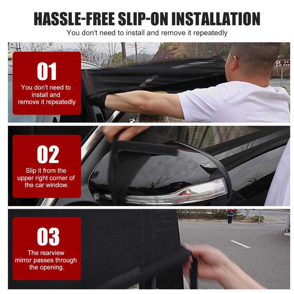 2pcs Car Sun Shade Double-Layer UV Protection Front Rear Window Shade Cover Zippered Lining Side Wndow Sunshade