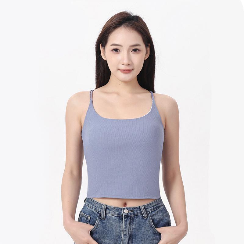 Lyocell Cotton Sports Yoga Camisole: Breathable, Chest-Padded, Small Backless Summer Tank