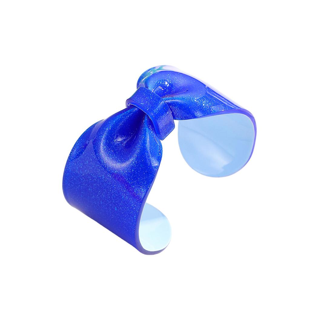 Sparkling Oversized Bowknot Resin Bangle Opening Wristband Trendy Lightweight Accessory For Everyday Fashion