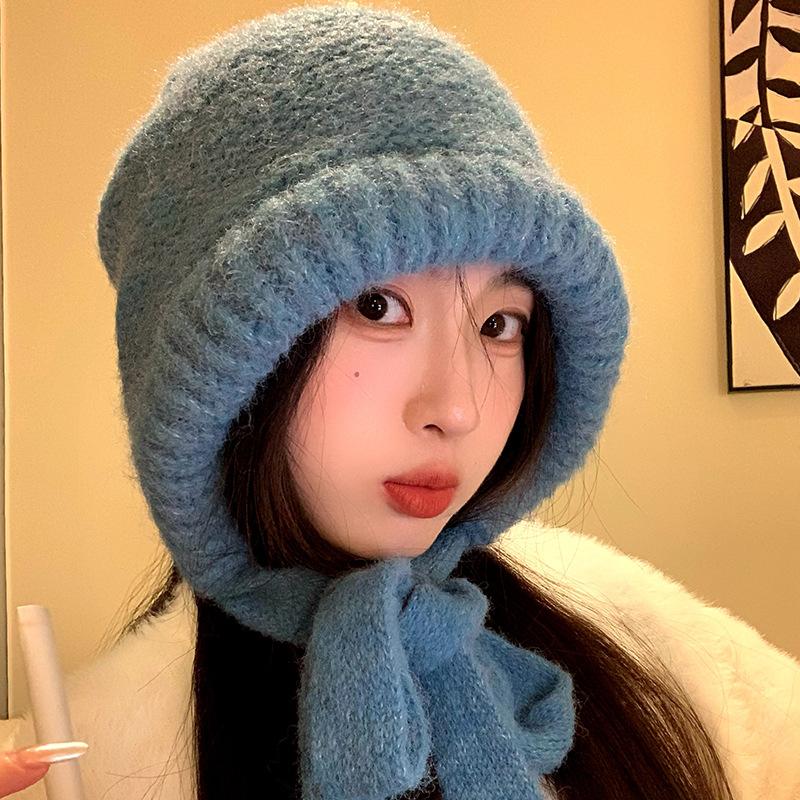 Fair Island Hats for Women's Autumn and Winter Large Head Knitted Caps Retro Balacrafas  Warm Ear Protecting Woolen Caps