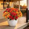 Reusable Floral Decorations for Indoor Artificial Mums Flowers Outdoor, UV Resistant Fake Fall Chrysanthemums Fade Office Marigold Plant, Autumn