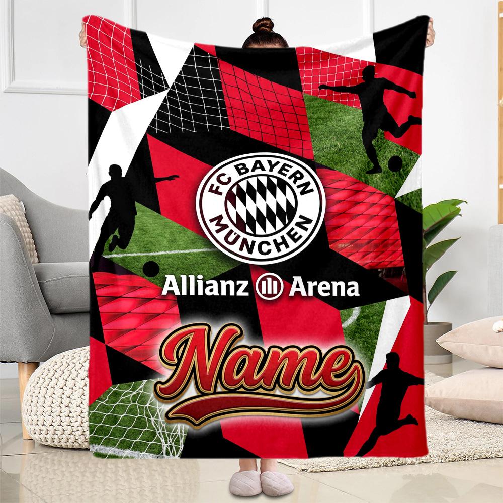 German Football Crest Personalized Text Blanket Lightweight Customizable Blanket Comfortable Throw For Sofa Office Chair Bedding Home Decor