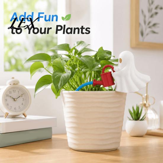 Detailed Texture Plant Ornament Cute Ghost Watering Decor, 3D Printed Water Can Figurine, Funny Creative Garden Decorations Pot Ornament, Spooky
