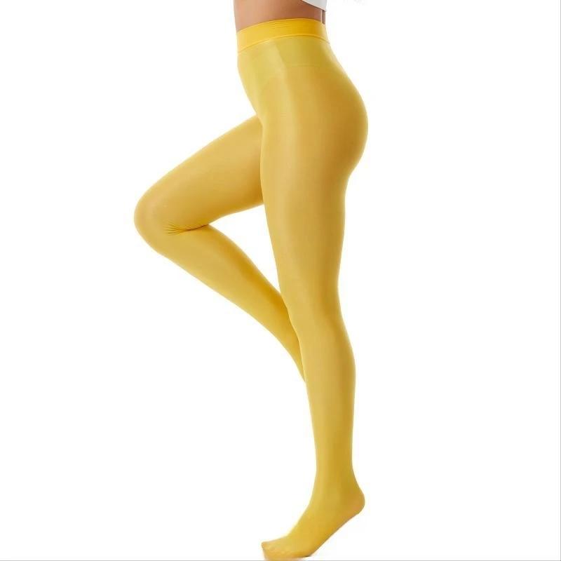 New 70D High Waist Elastic Large Plus Size Shiny One-Piece Oil Silk Pantyhose Black Thin Tights For Women Xl Spring Summer