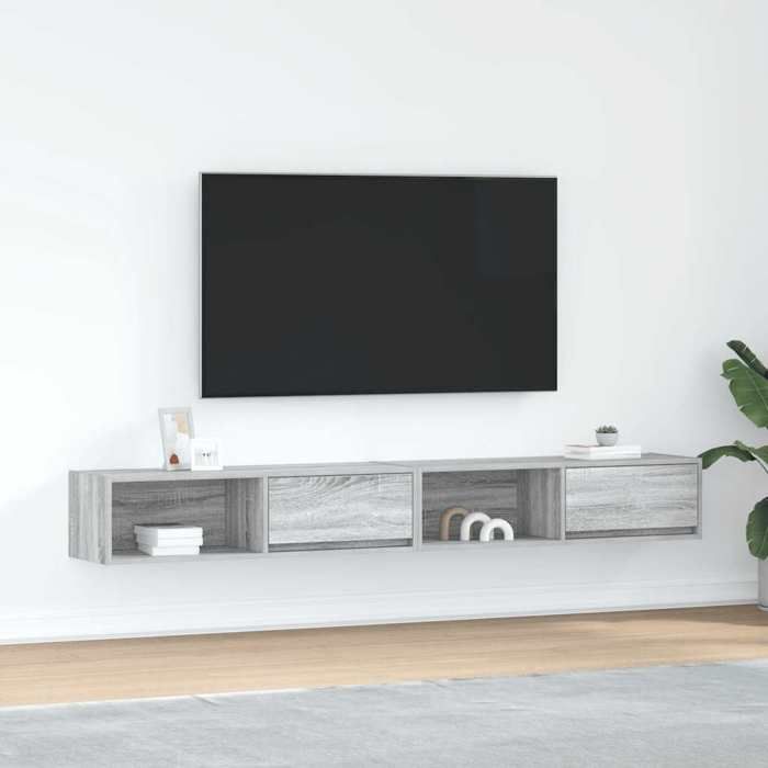 VidaXL TV Furniture 2 Pcs Sonoma Grey 100x31x25.5 Cm Engineered Wood, TV Stand, Hi-fi Cabinet, Entertainment Center, Sideboard 861483