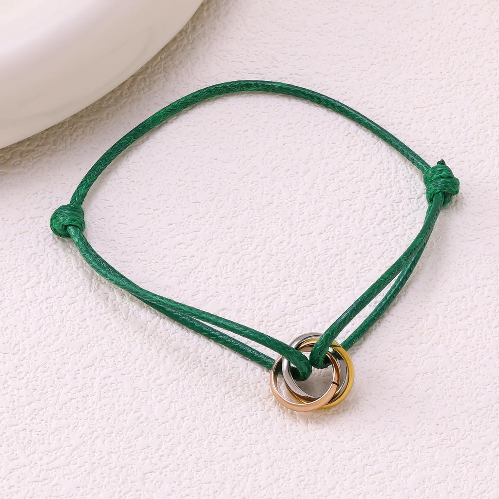 Minimalistisches Verstellbares Drei-Ring-Webarmband - Trendiger Hochwertiger Paarschmuck