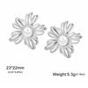 Flowers Stud Earrings Women Stainless Steel Gold Earring Trendy Daisy Cherry Blossom Jewelry Valentine Gift