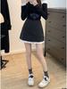 Plus Size Women's Retro Lace Trim Polka Dot Wool Blend Bodycon Mini Skirt