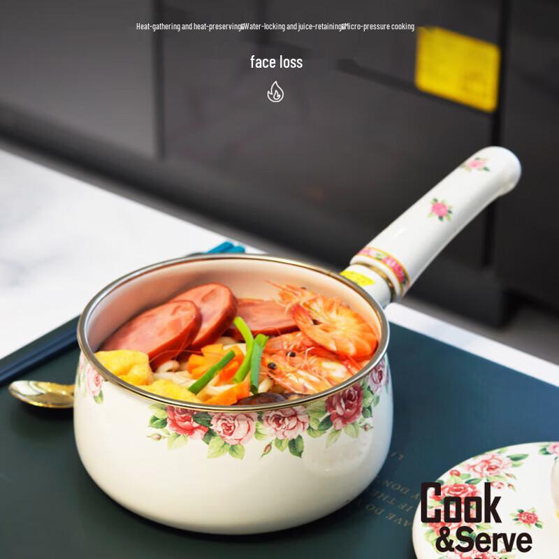 Fujihoro Rose Series Ceramic Handle Enamel Pot