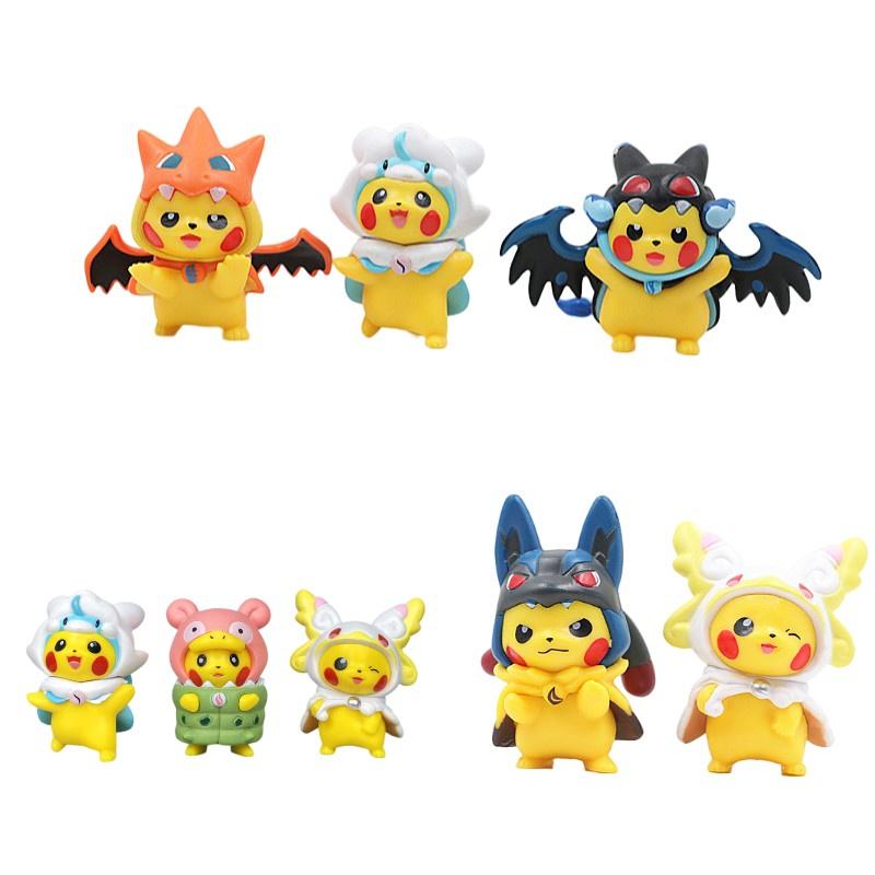 Adorable Pikachu Costume Figures Set For Desk And Car Decor