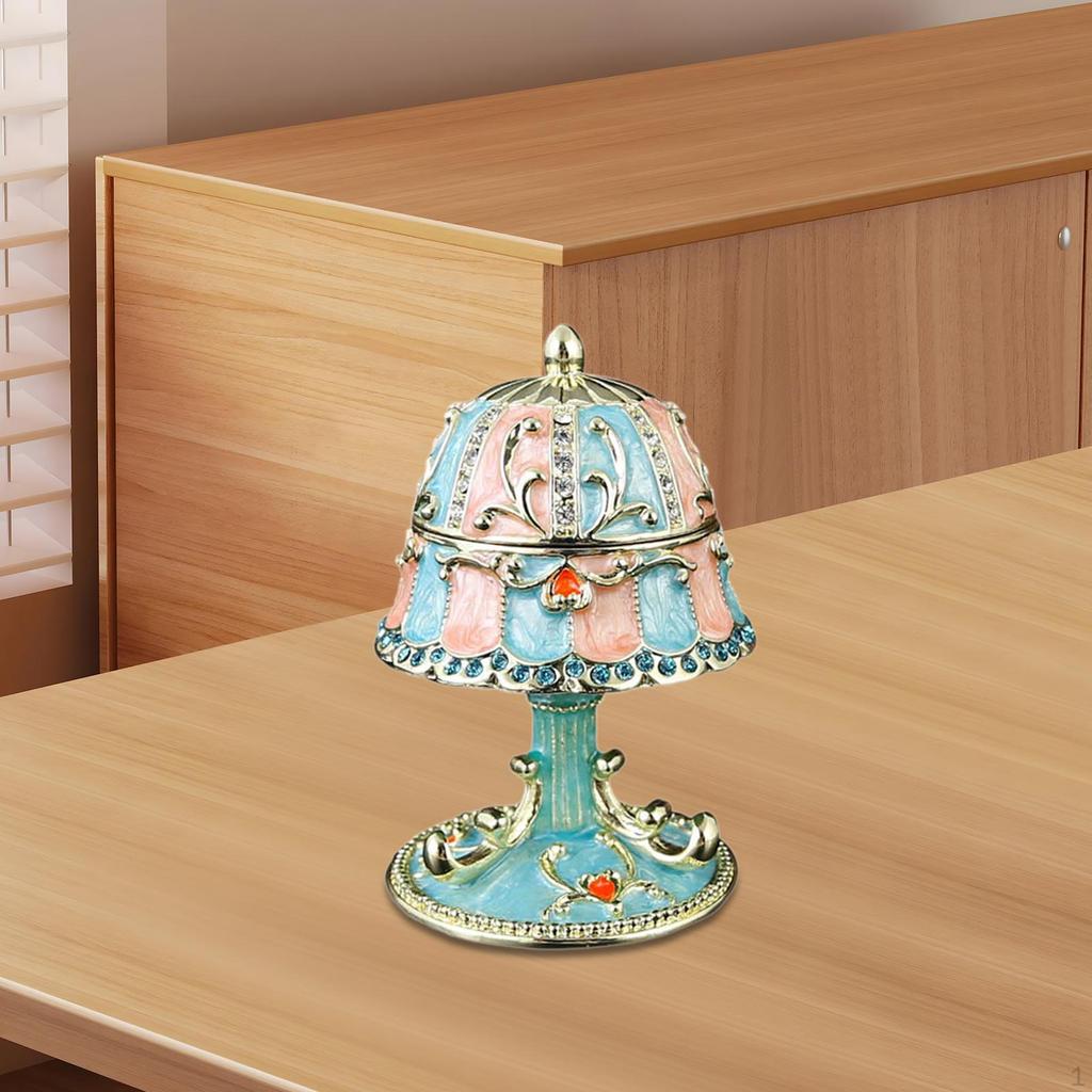 Enameled Trinket Box Jewelry Organizer Practical Decorative Art Collection Birthday Present Craft