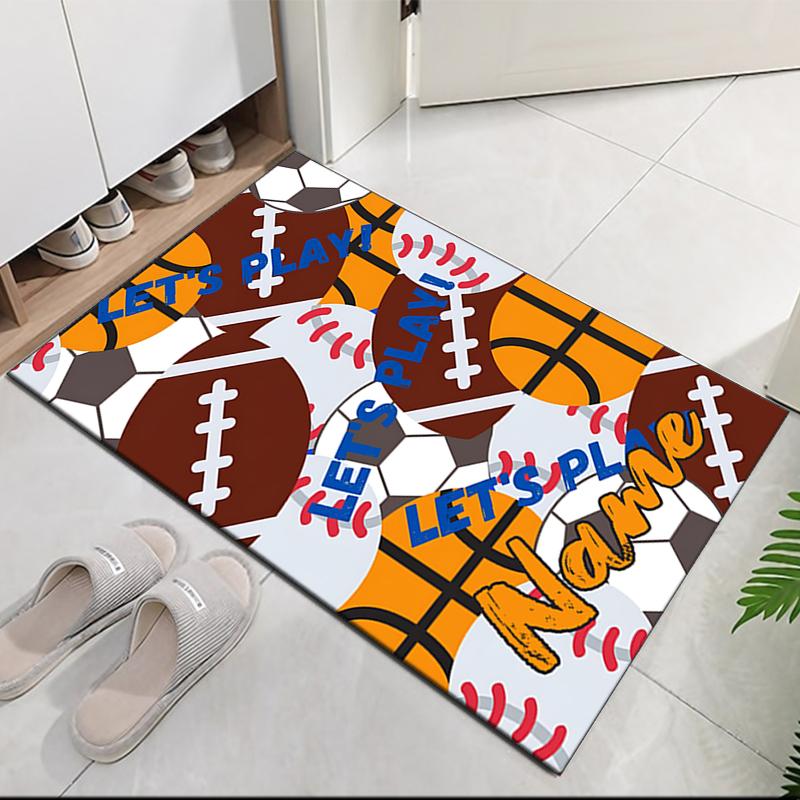 Custom Name ball sports Printed Carpet, for Office Chair Living Room Bedroom Kitchen Room Decor Gifts.