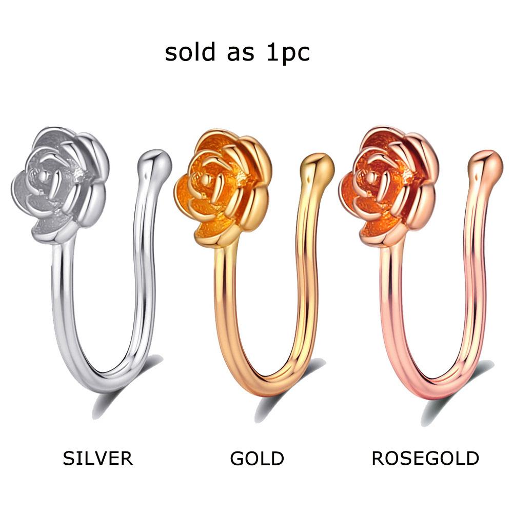

Модное U-образное поддельное кольцо в носу без пирсинга, клипса на нос для женщин и мужчин, кристалл, бабочка, сердце, цветок, манжета для носа, пирсинг, Нариз #6 розового золота