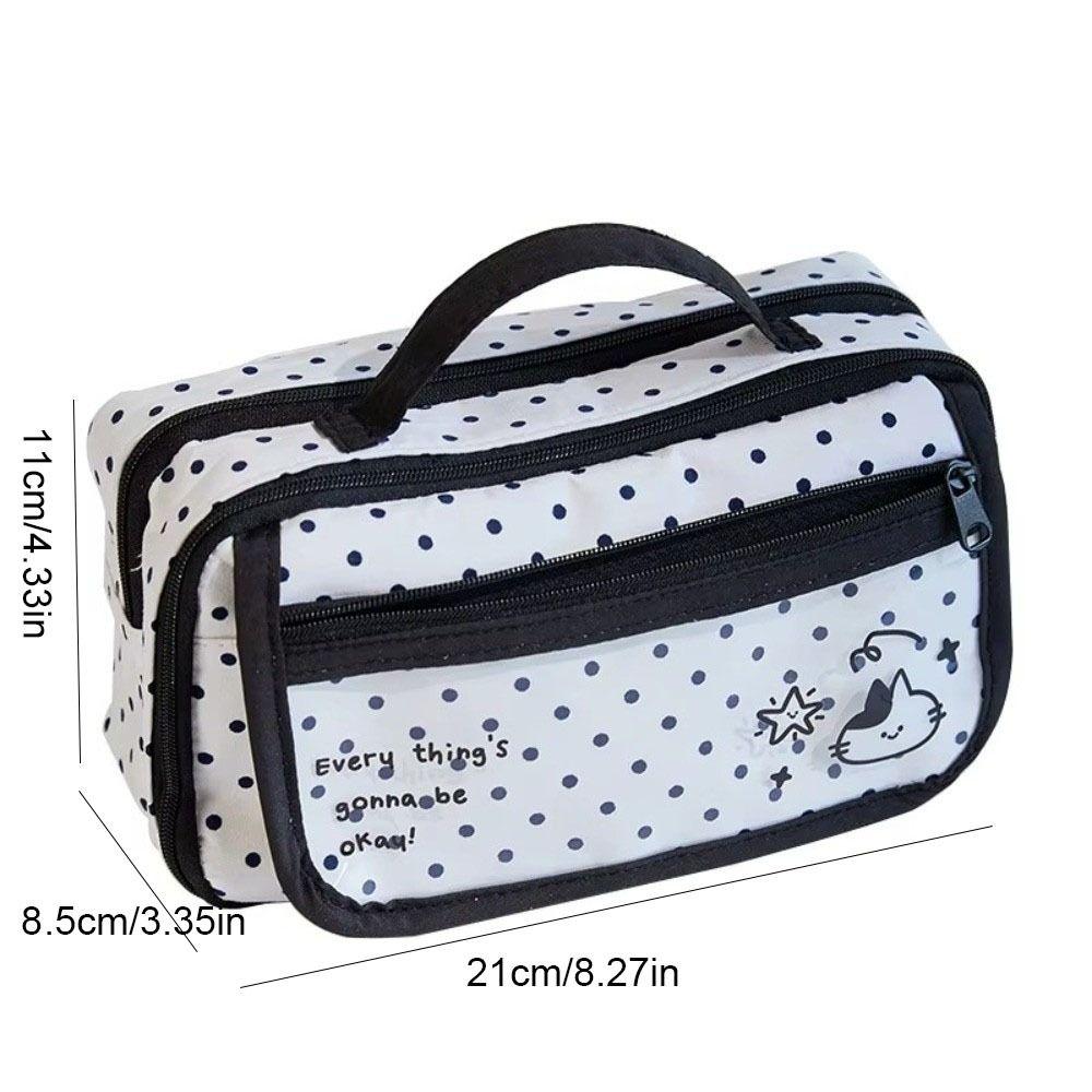 Y2k Polka Dot Pencil Case Desktop Storage Stationery Storage Bag Pencil Pouch Kids