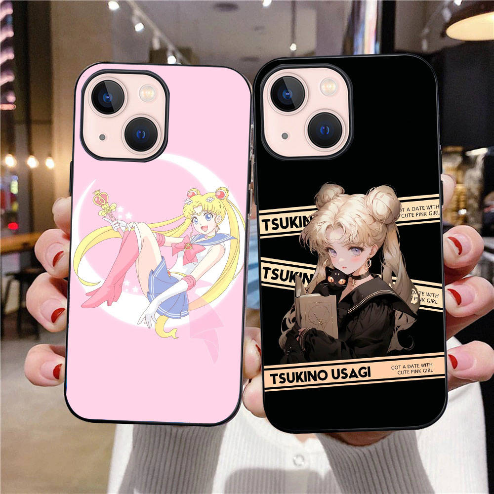 B-11 Sailor Moon Black Case for Samsung S24 S23 S22 S21 S20 FE S10 Lite Ultra S7 S8 S9 Plus A05S A11 A12 A13 A15 A22 A24 A25 A32 A52 A71 5G