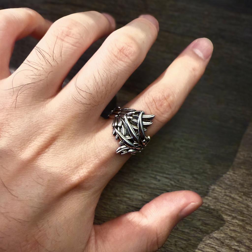Retro The Phoenix Wing&Claw Adjustable Open Ring For Men Punk Gothic Edgy Copper  Unisex Vintage Accessories Trendy Gift