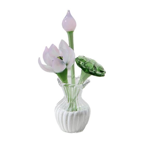Mini Artificial Glass Flowers Hand-Blown Stained Glass Flowers Miniature Flower