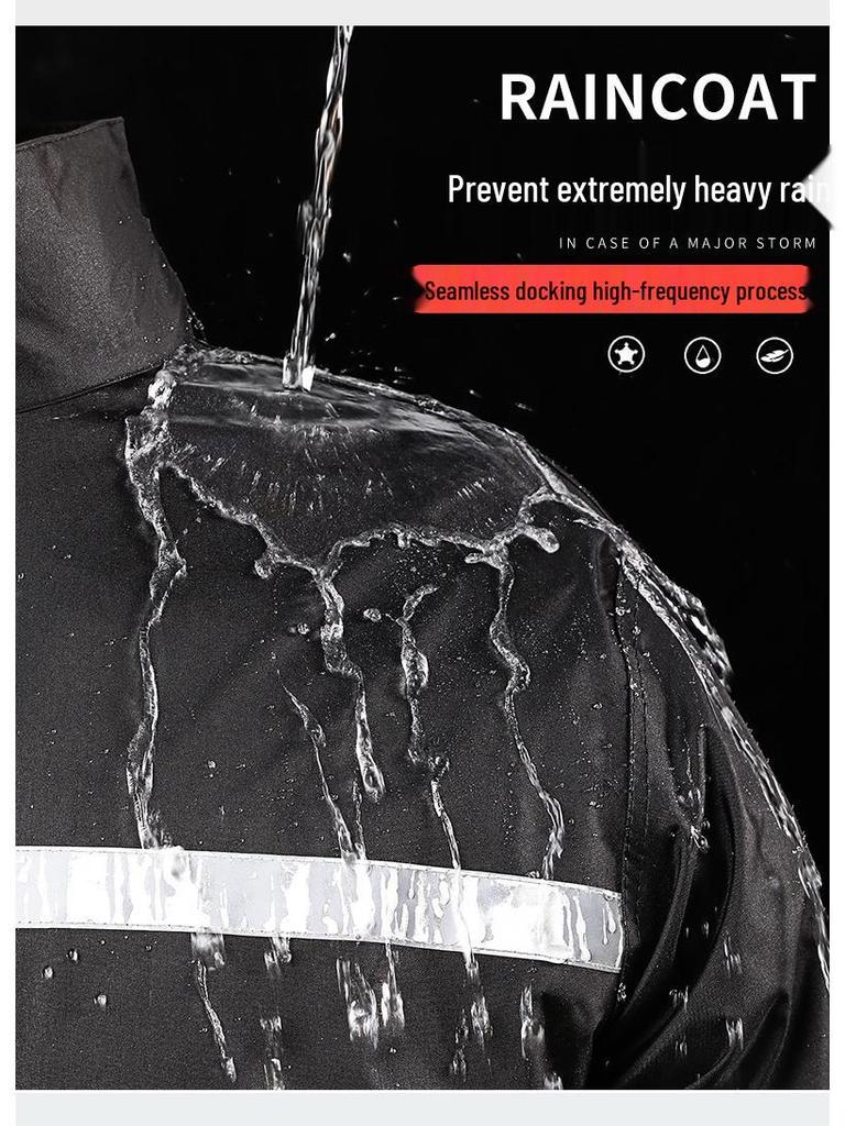 Herren Doppel-Lagen Schwarzer Regenmantel & Hose Set für Pendeln & Arbeit