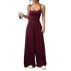 Women's Spaghetti Strap Jumpsuit Wide Leg Ruched Waist Loose Fit Casual Summer Outfit